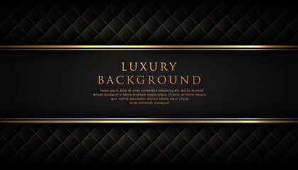 Luxury black stripe with gold border on the dark background. VIP invitation banner. Premium and elegant. Vector illustration.
