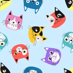 Fotobehang Funny cartoon cats. Seamless pattern.Texture for fabric, wrapping, wallpaper. Decorative print © svetlanasmirnova