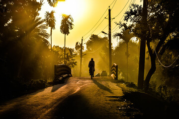 Golden hour at winter morning.