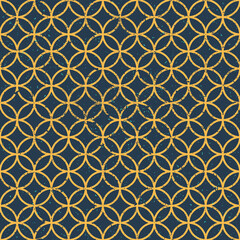 Vintage Yellow Seamless Pattern Textured on Dark Background