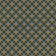 Vintage Yellow Seamless Pattern Textured on Dark Background