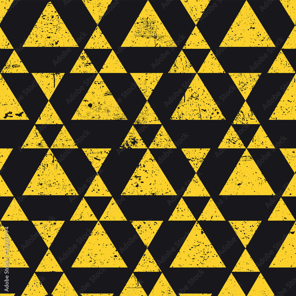 Poster yellow geometric triangle background. abstract seamless pattern grunge textured.