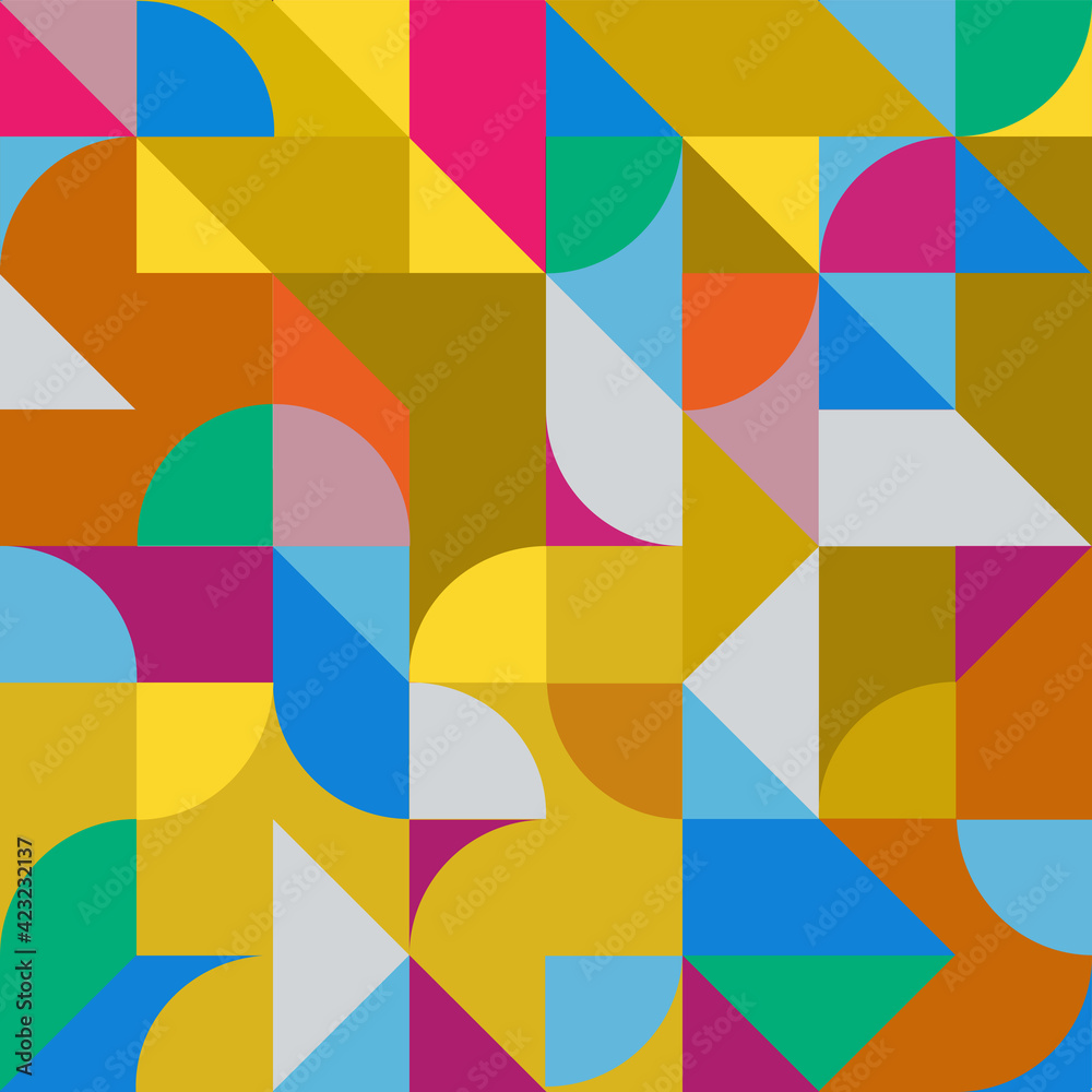 Poster Multi-colored Abstract Geometric Shapes Background. Seamless Color Vector