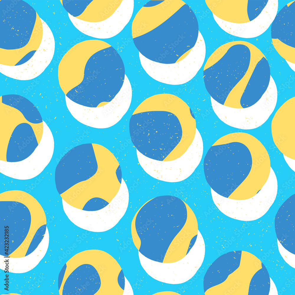 Poster sun and water. abstract blue and yellow seamless pattern. vector summer background.
