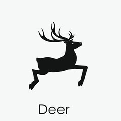 Deer vector icon.  Editable stroke. Linear style sign for use on web design and mobile apps, logo. Symbol illustration. Pixel vector graphics - Vector