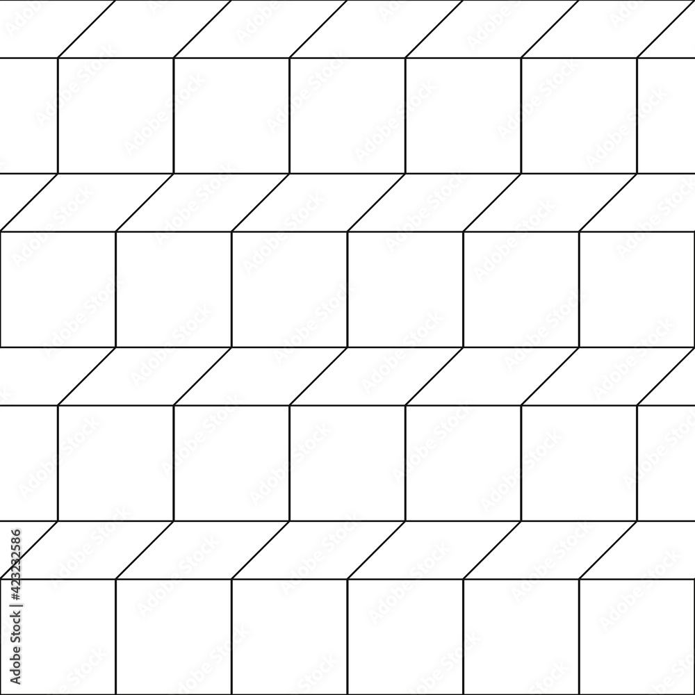 Aufkleber Geometric Stairs Block Pattern. Vector 3D Stairs Outline Pattern.