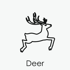 Fototapeta na wymiar Deer vector icon. Editable stroke. Linear style sign for use on web design and mobile apps, logo. Symbol illustration. Pixel vector graphics - Vector