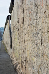 The Berlin Wall as a border on the topography of terror in Berlin at Checkpoint Charlie, Germany - obrazy, fototapety, plakaty