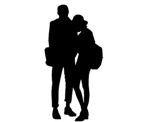 silhouette of a couple Man,woman, looking, silhouette, illustration, black ,background