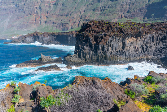 Landscape of El Hierro island viewed from a costal path connecting La Maceta and Punta Grande, Canary islands, Spain