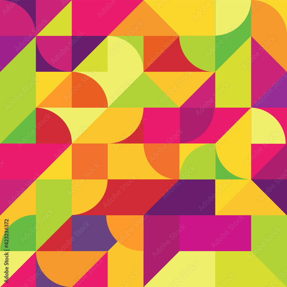 Poster Multi-colored Abstract Geometric Shapes Background. Vector background