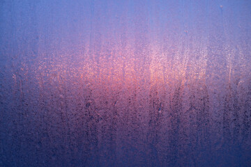 Frost on the window. Close-up. Icy bacground