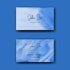 Blue watercolor texture corporate business card template