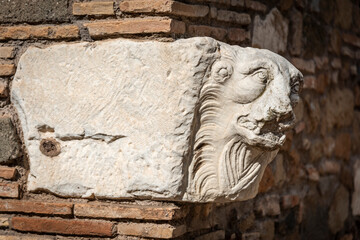 Rome. Via Appia Antica. An ancient roman sculpture in the Capo di Bove archeological site.