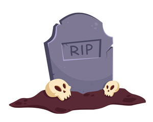 Happy Halloween. RIP gravestone with skulls. Vector illustration