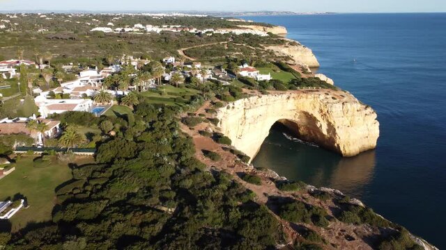 Cliffy coast of Algarve in Carvoeiro, Portugal