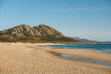 Louro peak and Area Maior wild beach in Galicia, Spain
