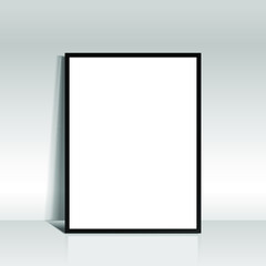 Black blank picture frame against a wall. 3d rendering