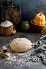 Yeast dough. Dough for making pumpkin bread
