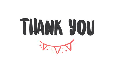Thank you calligraphic lettering design. Thanks message vector in trendy style.