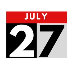 July 27 . flat daily calendar icon .date ,day, month .calendar for the month of July