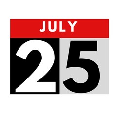 July 25 . flat daily calendar icon .date ,day, month .calendar for the month of July