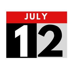 July 12 . flat daily calendar icon .date ,day, month .calendar for the month of July