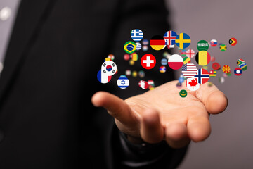 World map with all states and their flags,3d render.