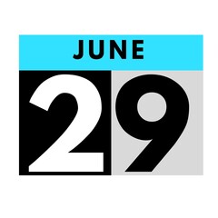 June 29 . flat daily calendar icon .date ,day, month .calendar for the month of June