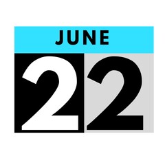 June 22 . flat daily calendar icon .date ,day, month .calendar for the month of June