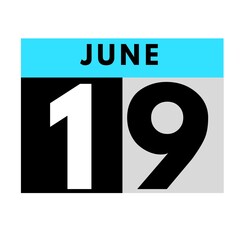 June 19 . flat daily calendar icon .date ,day, month .calendar for the month of June