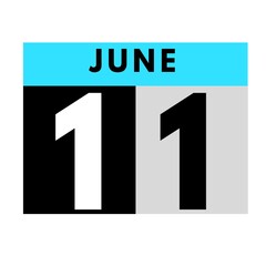 June 11 . flat daily calendar icon .date ,day, month .calendar for the month of June
