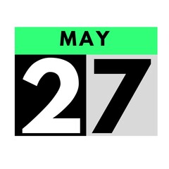 May 27. flat daily calendar icon .date ,day, month .calendar for the month of May