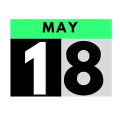 May 18 . flat daily calendar icon .date ,day, month .calendar for the month of May