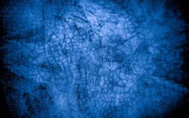 Old wall pattern texture cement blue dark abstract  blue color design are light with black gradient background.