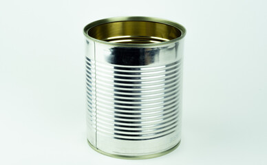 Tin can on white background