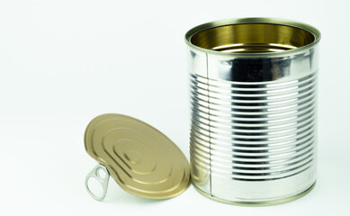 Tin can on white background