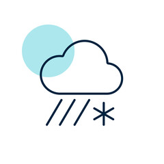 Raincloud with snow vector icon. Weather sign