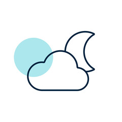 Moon and clouds vector icon. Weather sign