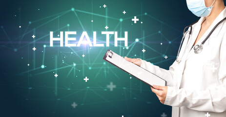 Doctor fills out medical record