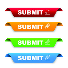 vector submit banner set, submit ribbon label sign 