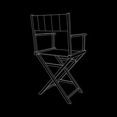 Obraz premium Director movie workplace chair. Wireframe low poly mesh