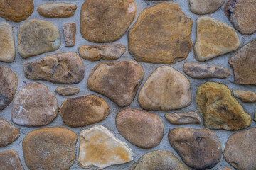 River rock wall closeup