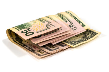 Real dollars money banknote isolated  a white background