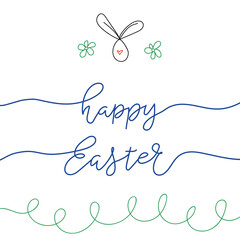 Happy Easter lettering card. Simple Easter greeting card with Easter Eggs and handwritten tex
