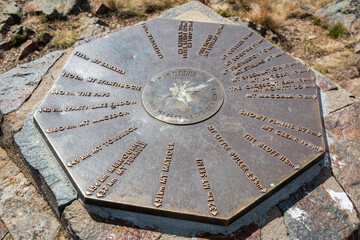 Distance dial at the summit of Mt Buller in Victoria, Australia.