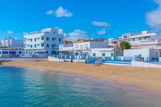 Sunny day at a beach in Corralejo, Fuerteventura, Canary islands, Spain