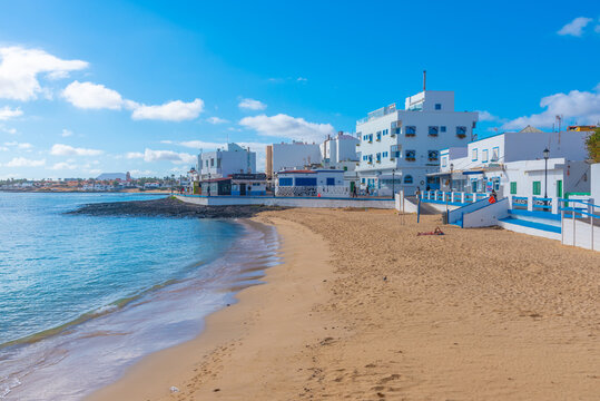 Sunny day at a beach in Corralejo, Fuerteventura, Canary islands, Spain