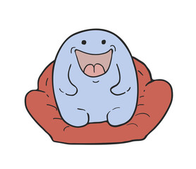 Funny pet character in armchair