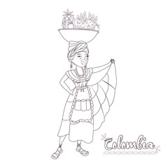 Isolated colombian palenquera woman. Colombian culture - Vector illustration